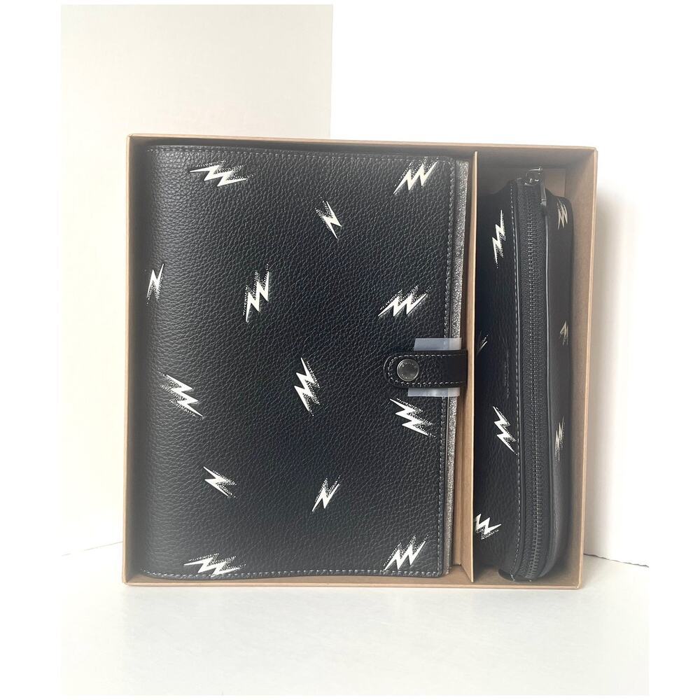 Coach Boxed Notebook Pencil Case Set Lightning Bolt Print CDC87
